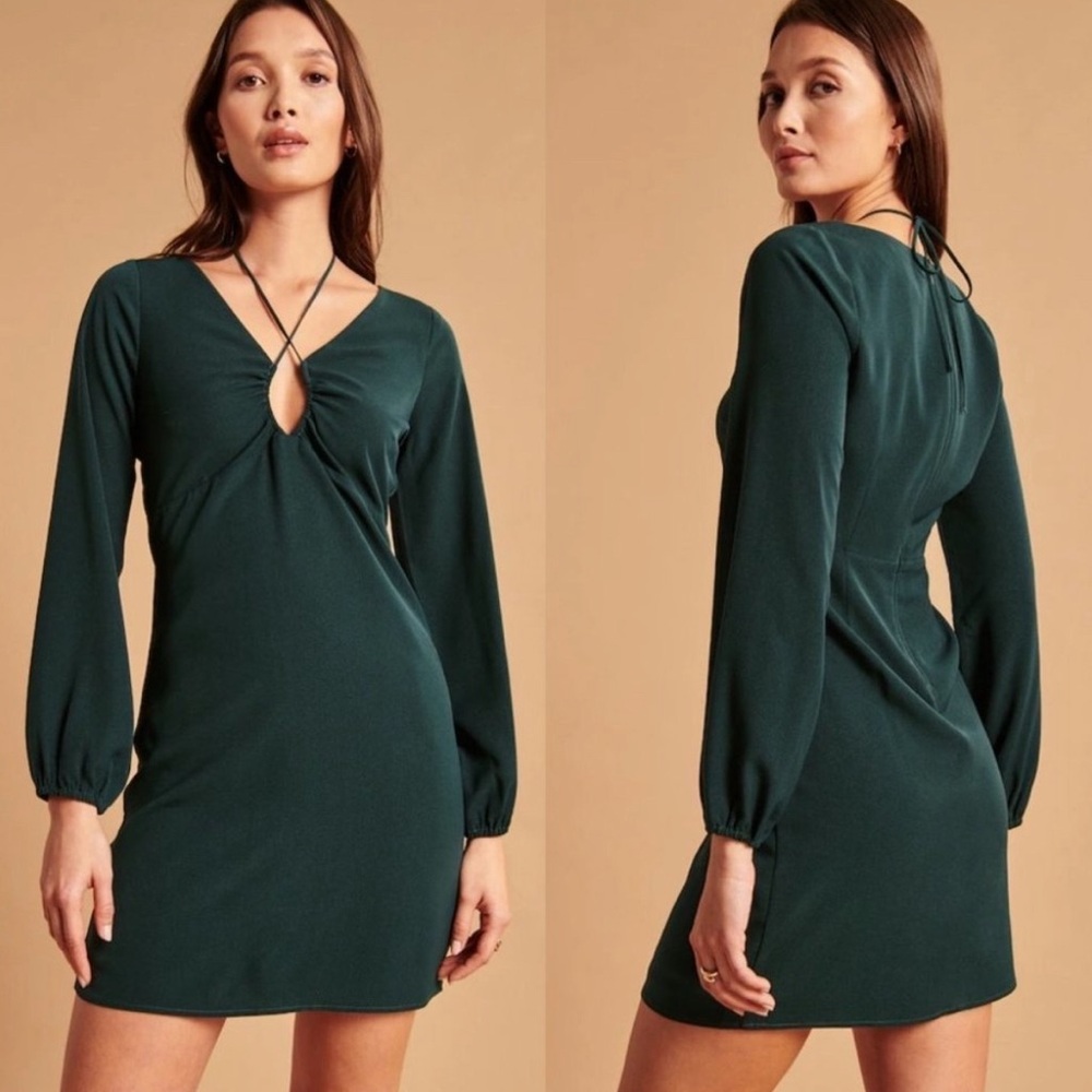 Elegant Green Long Sleeve Dress
